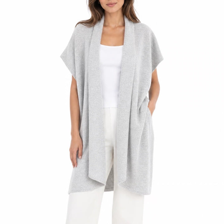 Universal Thread Heather Gray Open Front Knit Cardigan Vest Longline Sleeveless