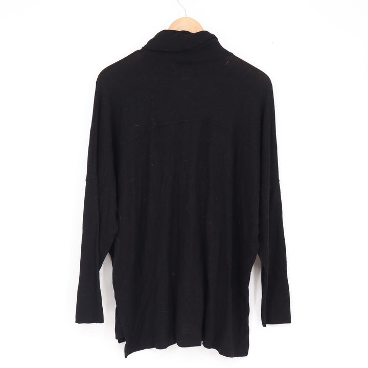 Aerie Womens Black Turtleneck Oversized Knit Sweater Side Slit Size M