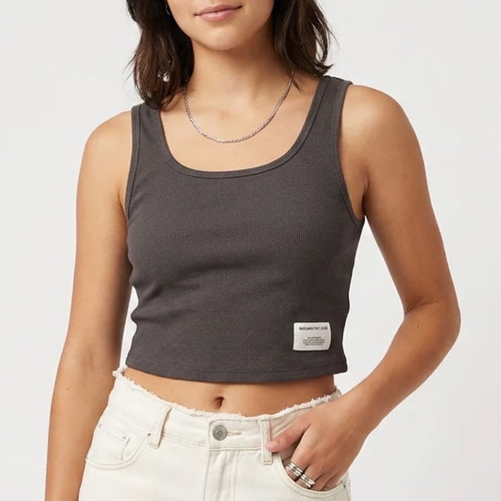 SHEIN Teen Girls Charcoal Grey Ribbed Crop Tank Top Refashion The Future 12-13Y
