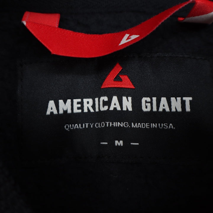 American Giant Lettermen Varsity Jacket Unisex Medium Black Cotton Snap Front