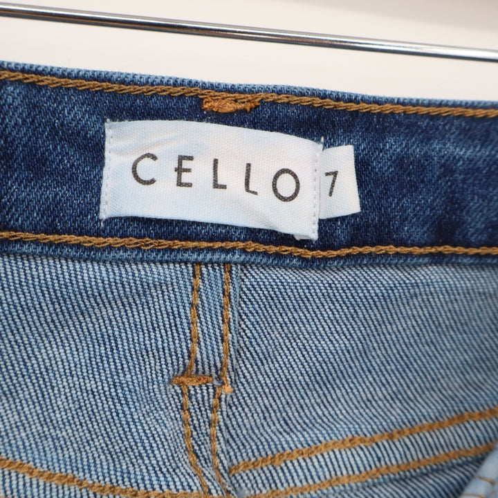 Cello Womens High Rise Straight Leg Jeans Medium Wash Blue Size 7