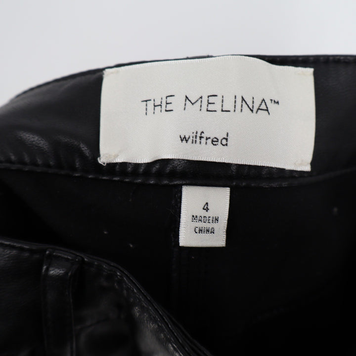 Wilfred The Melina Pant Aritzia Black Vegan Leather Slim High Rise Size 4