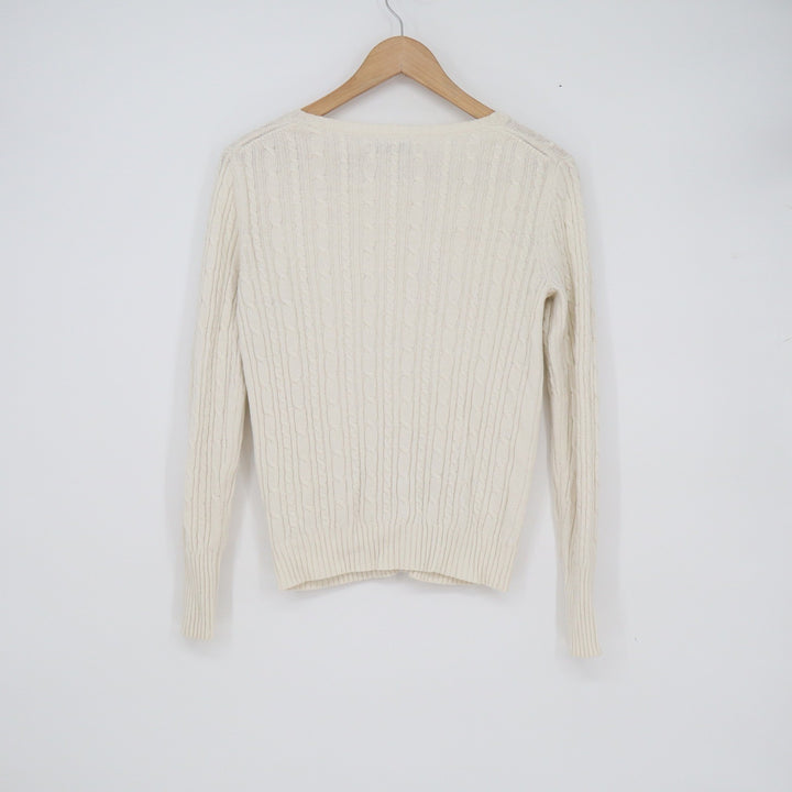 Old Navy Mens Cream White Cable Knit Button Front Cardigan Sweater Medium