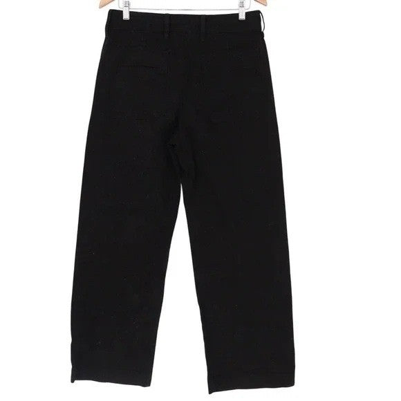 American Giant Ankle Pants Womens 12 Black Cotton Stretch Slash Pockets Wide Leg