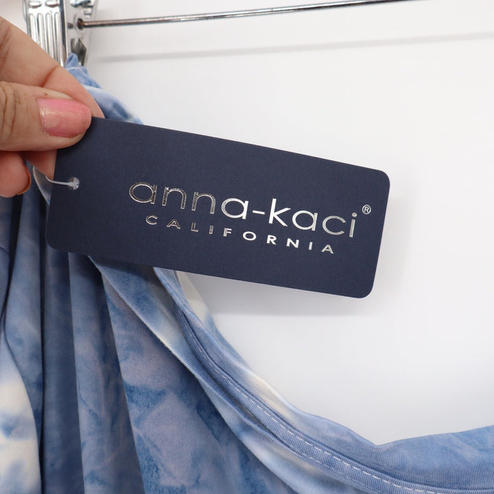 Anna-Kaci Jumpsuit Womens L Blue Tie Dye Long Sleeve Pocket NEW