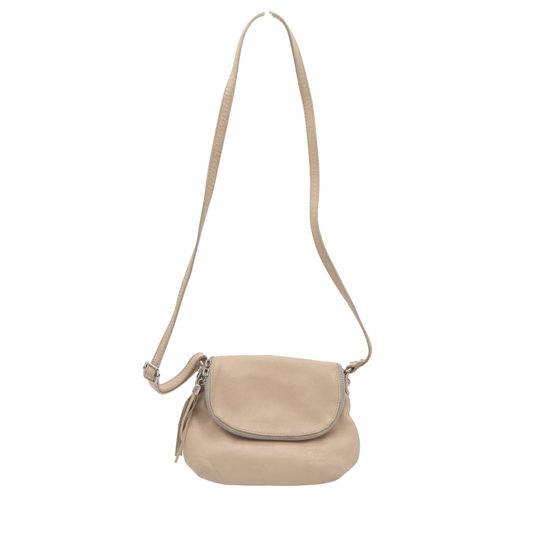 Toro Firenze Beige Italian Leather Crossbody Bag Tassel Small Shoulder Bag