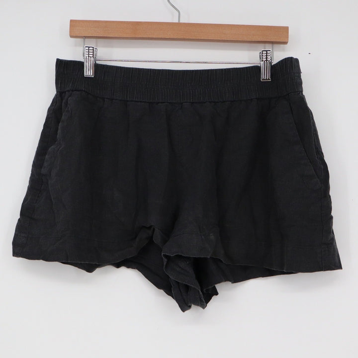 A New Day Womens Black Linen Blend Pull On Shorts Elastic Waist Size L