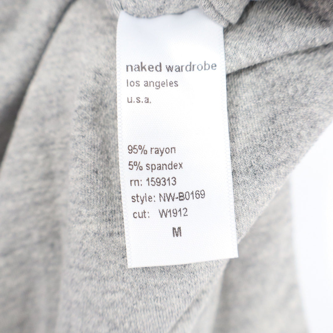 Naked Wardrobe Heather Gray Scoop Neck Thong Bodysuit Womens Medium