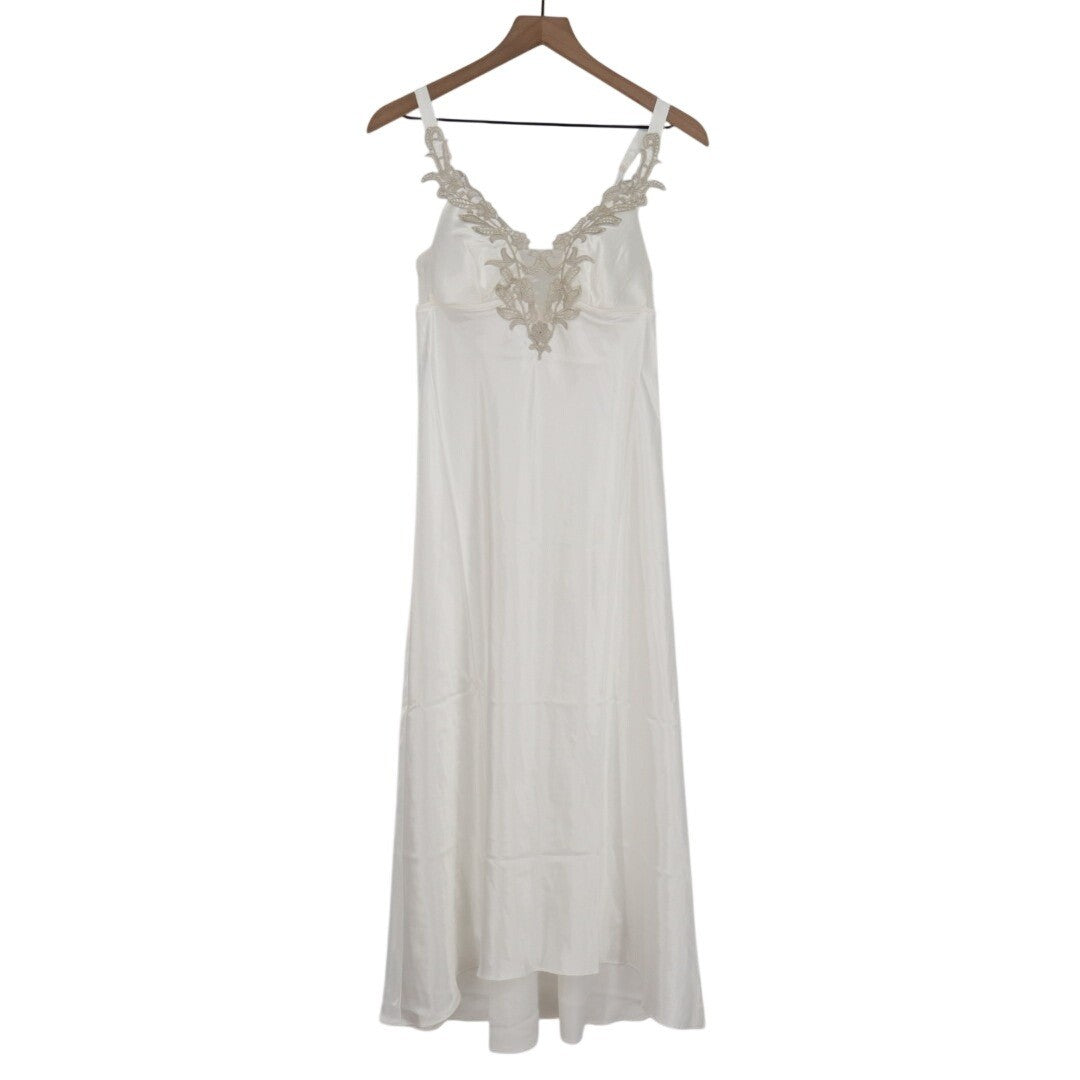 Flora By Flora Nikrooz Lingerie Nightgown Womens Small White Satin Venise Trim