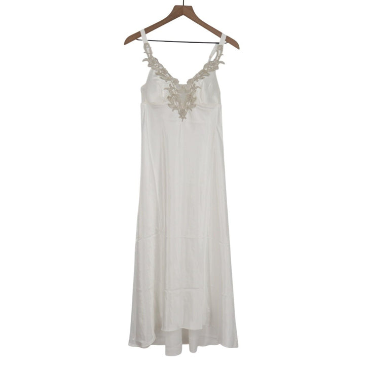 Flora By Flora Nikrooz Lingerie Nightgown Womens Small White Satin Venise Trim
