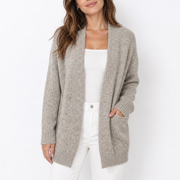 LOFT Womens Small Open Front Marled Cardigan Sweater Oatmeal Beige Multi