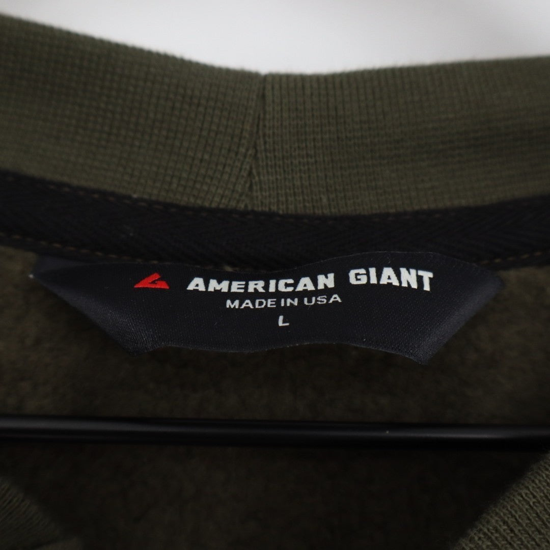 American Giant Midweight Snap Henley Neck Sweatshirt Mens Large Olive Green