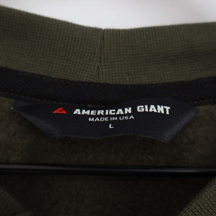 American Giant Midweight Snap Henley Neck Sweatshirt Mens Large Olive Green