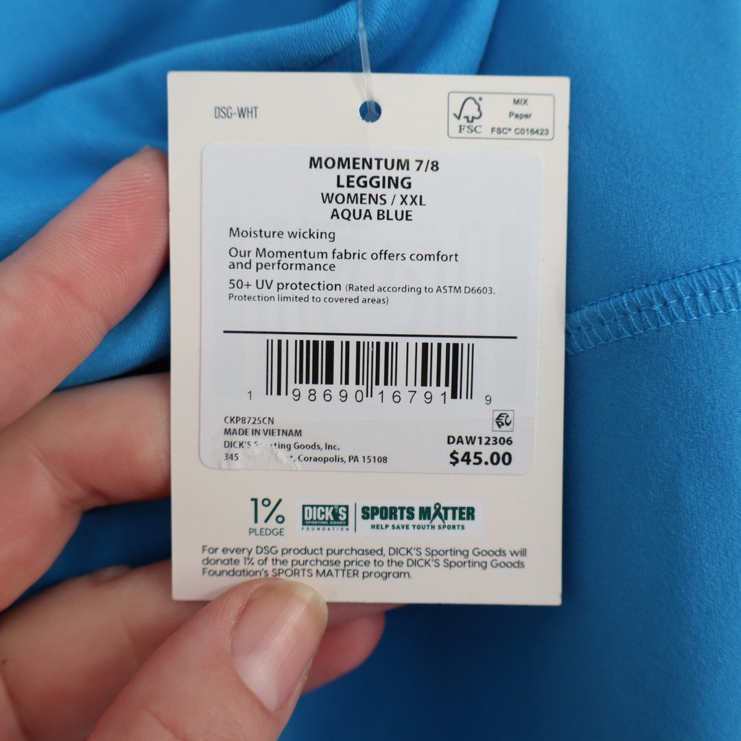 DSG Momentum 7/8 High Rise Leggings Aqua Blue XXL Side Pockets