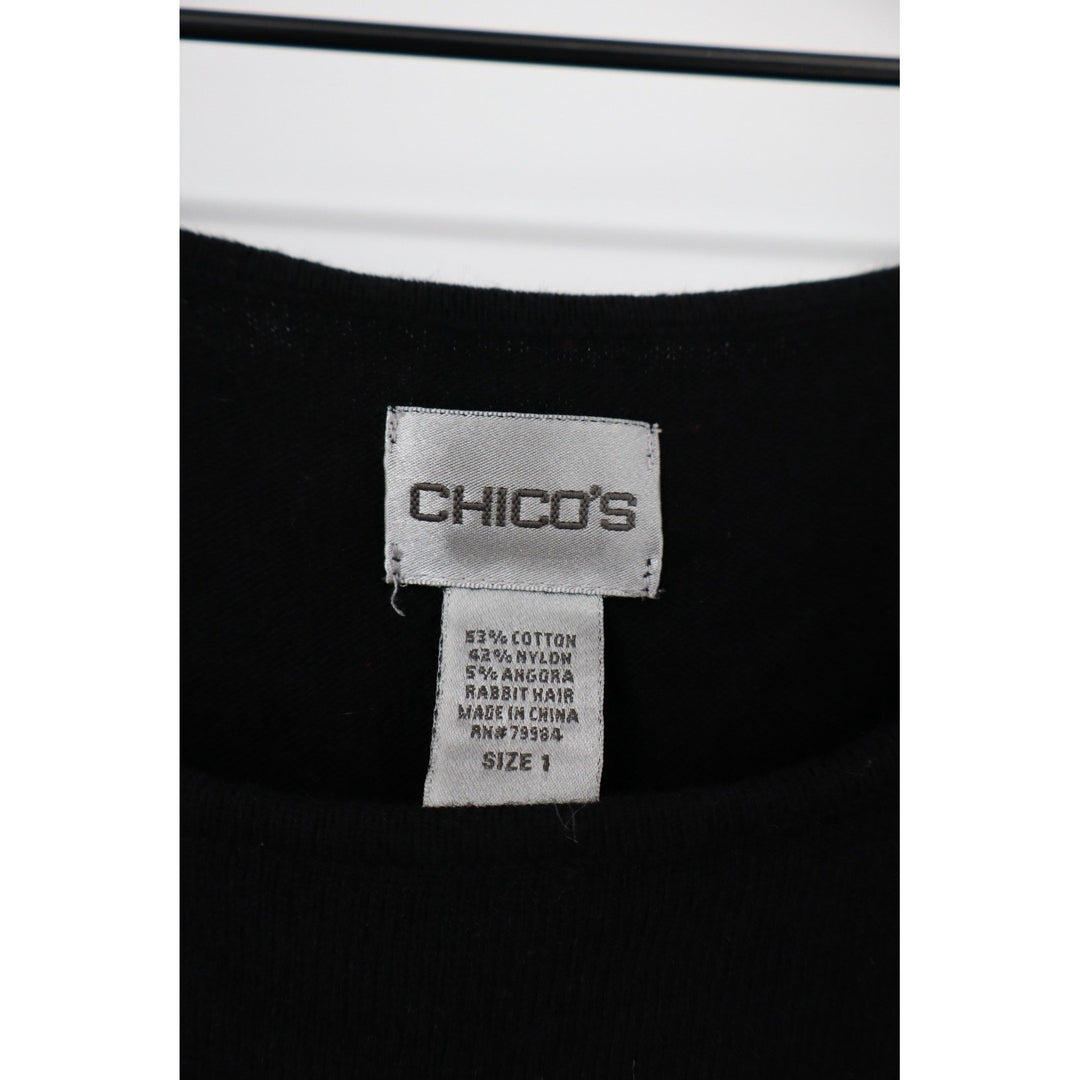 Chicos Black Knit Tank Top Sleeveless Scoop Neck Size 1