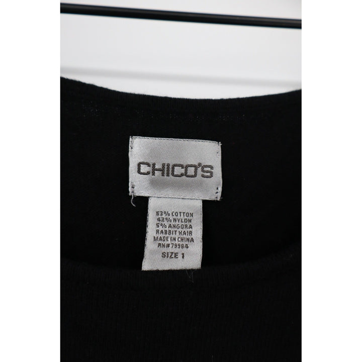 Chicos Black Knit Tank Top Sleeveless Scoop Neck Size 1