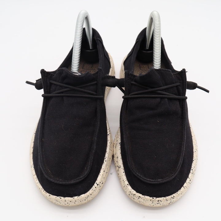 Hey Dude Wendy Womens US 7 Black White Moc Toe Slip On Casual Shoes