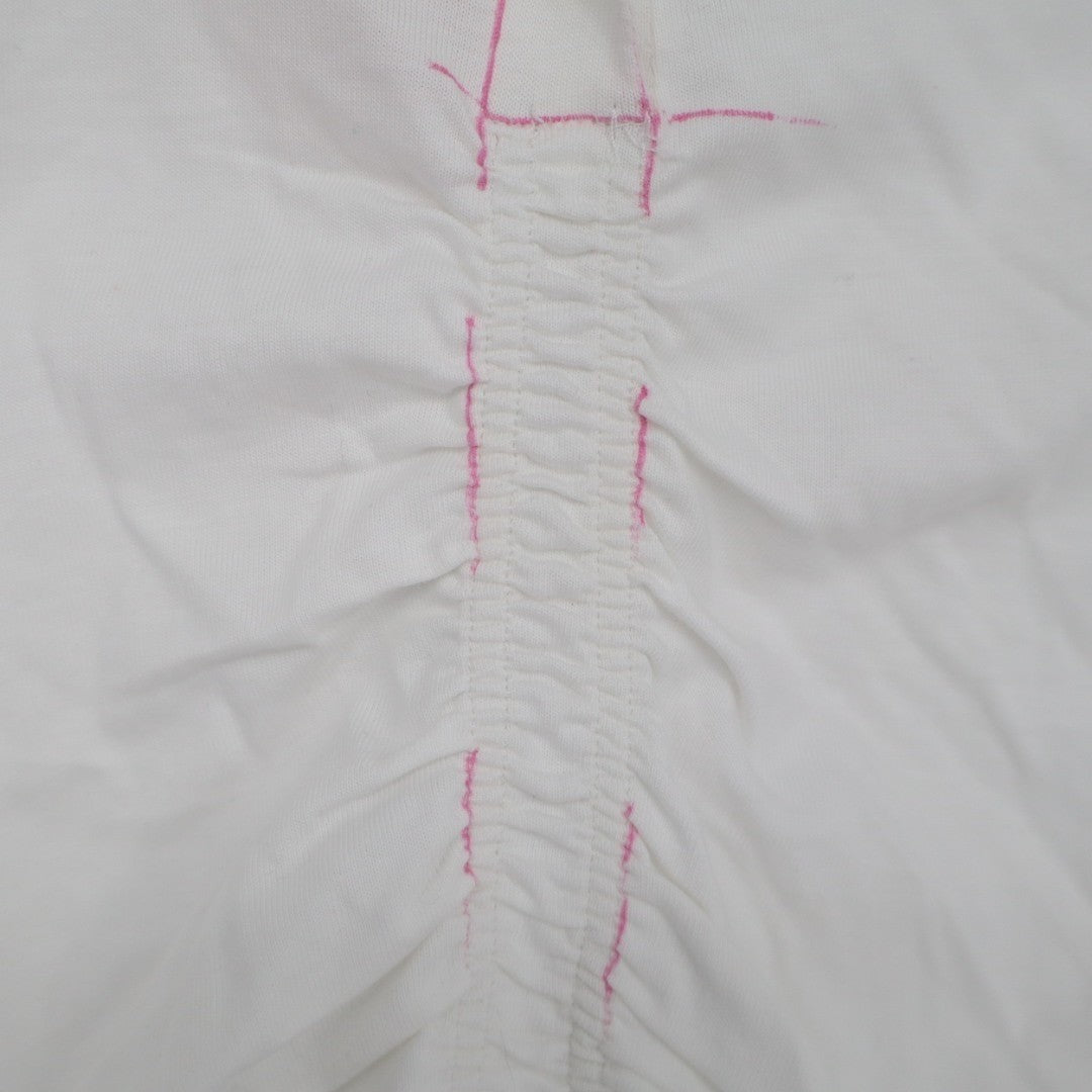 Zara Crop Shirt Womens S White Cotton Ruched Detailing Spread Collar Button Up