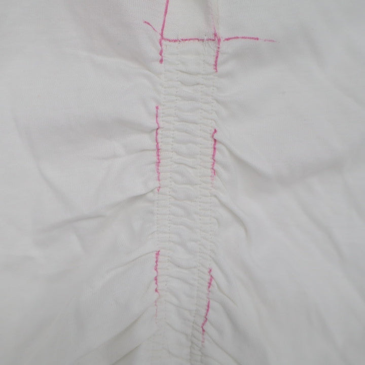 Zara Crop Shirt Womens S White Cotton Ruched Detailing Spread Collar Button Up