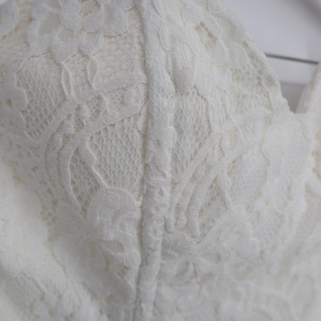 Off White Floral Lace Bustier Crop Top Sweetheart NWSP20-T7 Womens Small