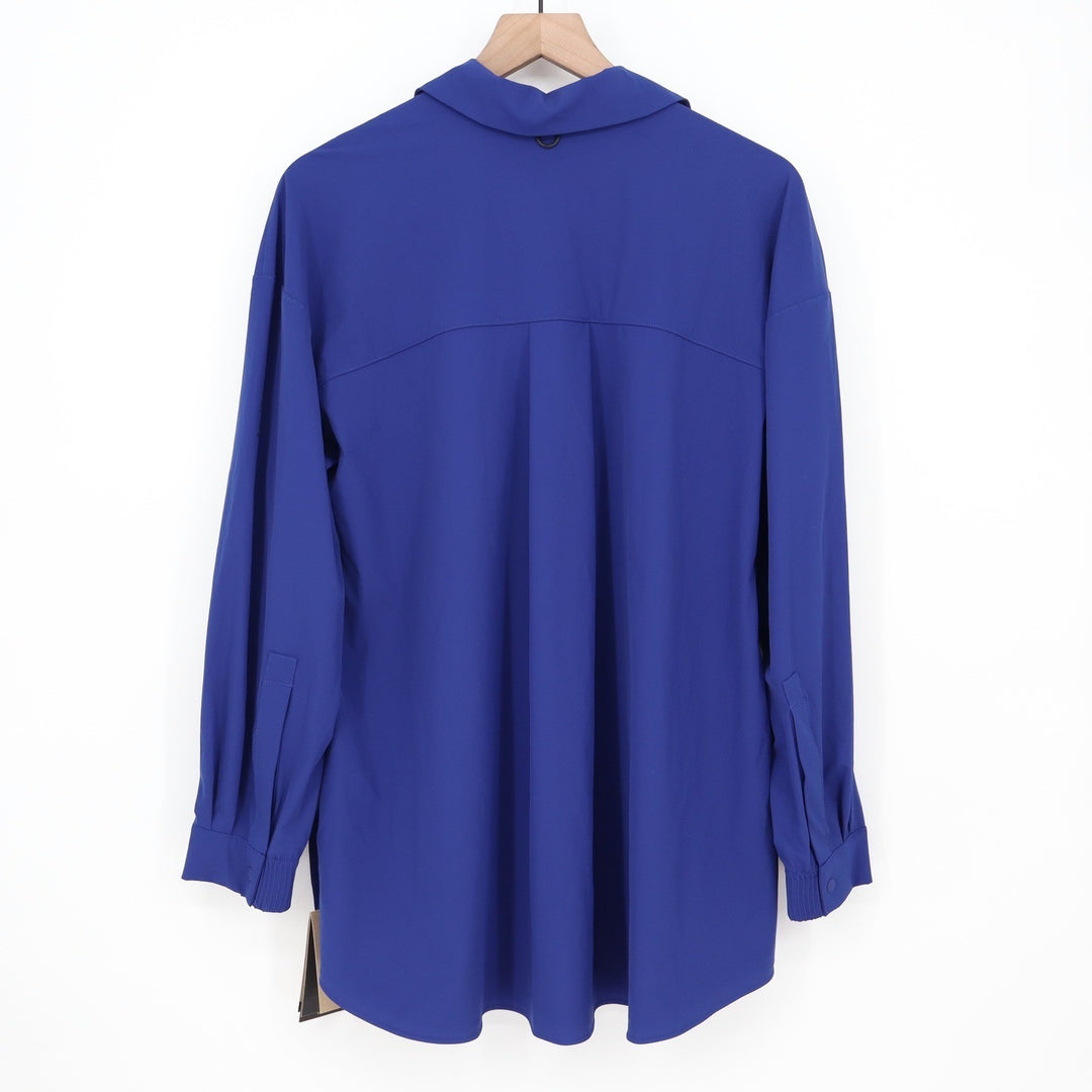 Nike 24.7 Dri-FIT Womens Royal Blue Button Up Shirt Small NEW