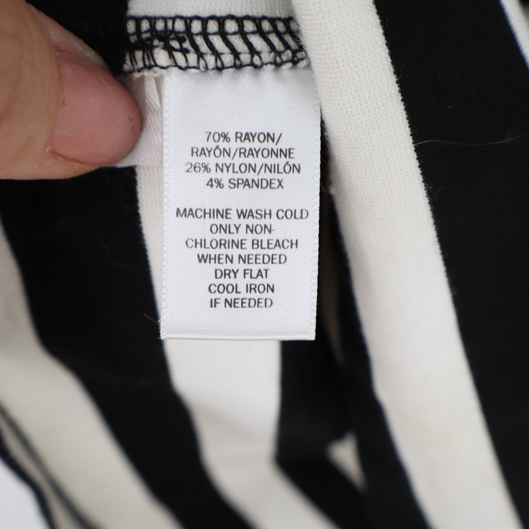 LOFT Black White Striped Chevron Sleeveless Sheath Dress Size 12 Zip Back