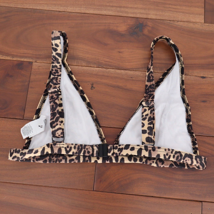 ASOS DESIGN Leopard Print Deep Triangle Crop Bikini Top Size 10