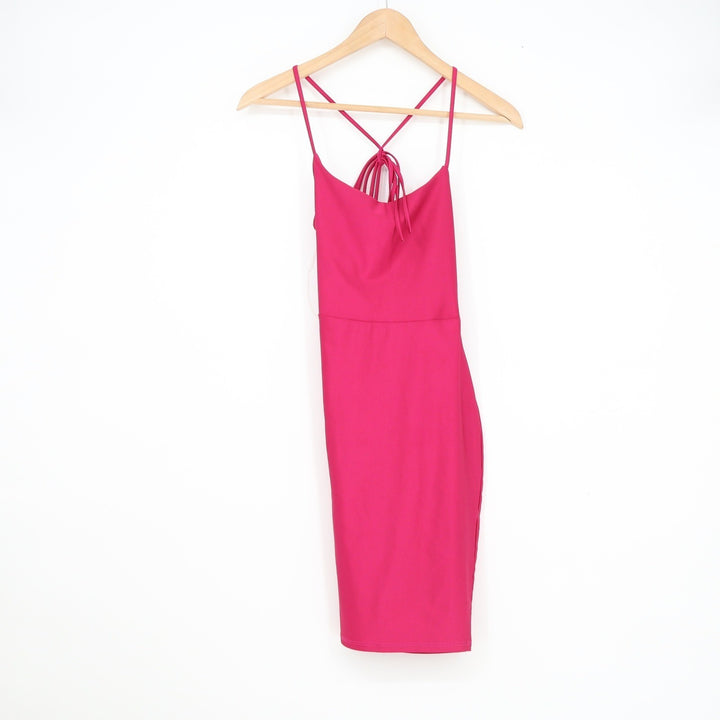 Leyva's USA Magenta Pink Bodycon Mini Dress Lace Up Open Back Small
