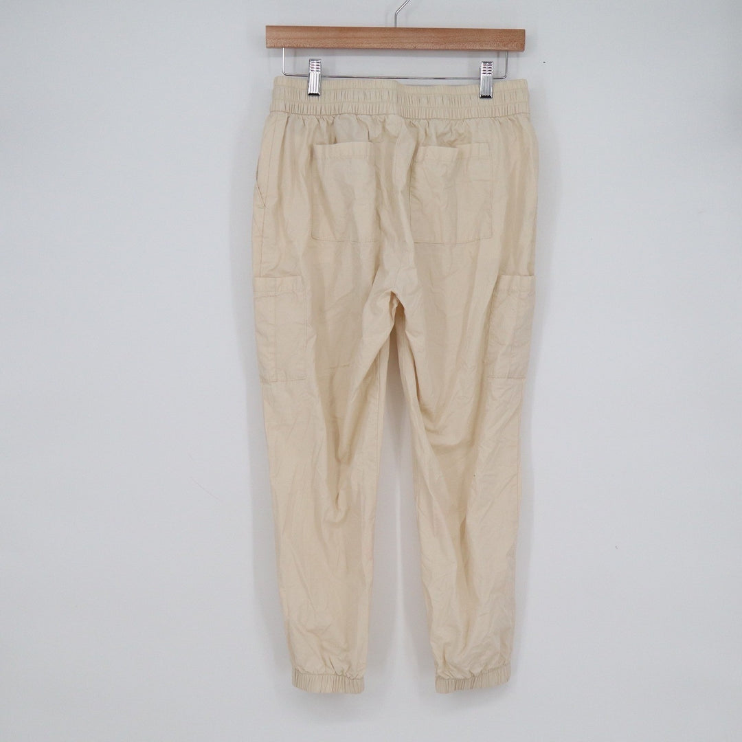 Old Navy Womens Petite Small Cream Cotton Nylon Cargo Jogger Pants Beige
