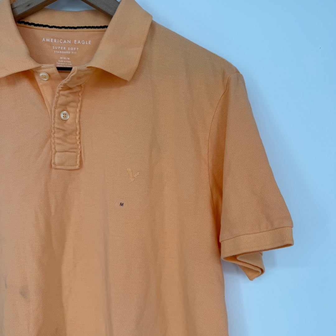 American Eagle Polo Shirt Mens M Orange Short Sleeve Casual Everyday