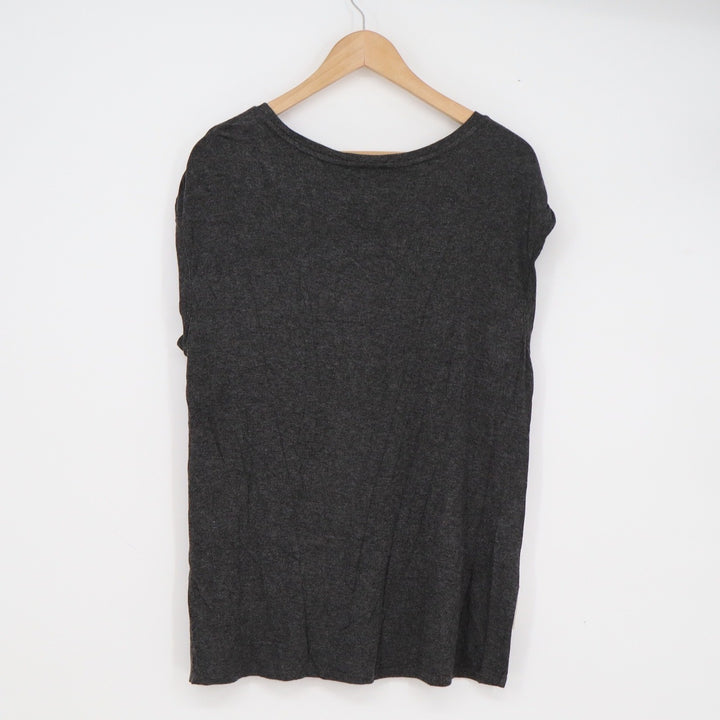 Ann Taylor LOFT Womens Medium Mixed Media Sleeveless Top White Charcoal Grey M