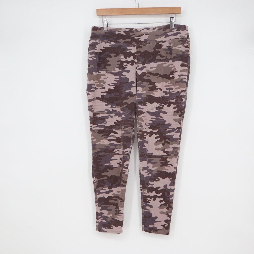 Knox Rose Womens XL Camo Moto Leggings Purple Brown Camouflage Stretch Pants