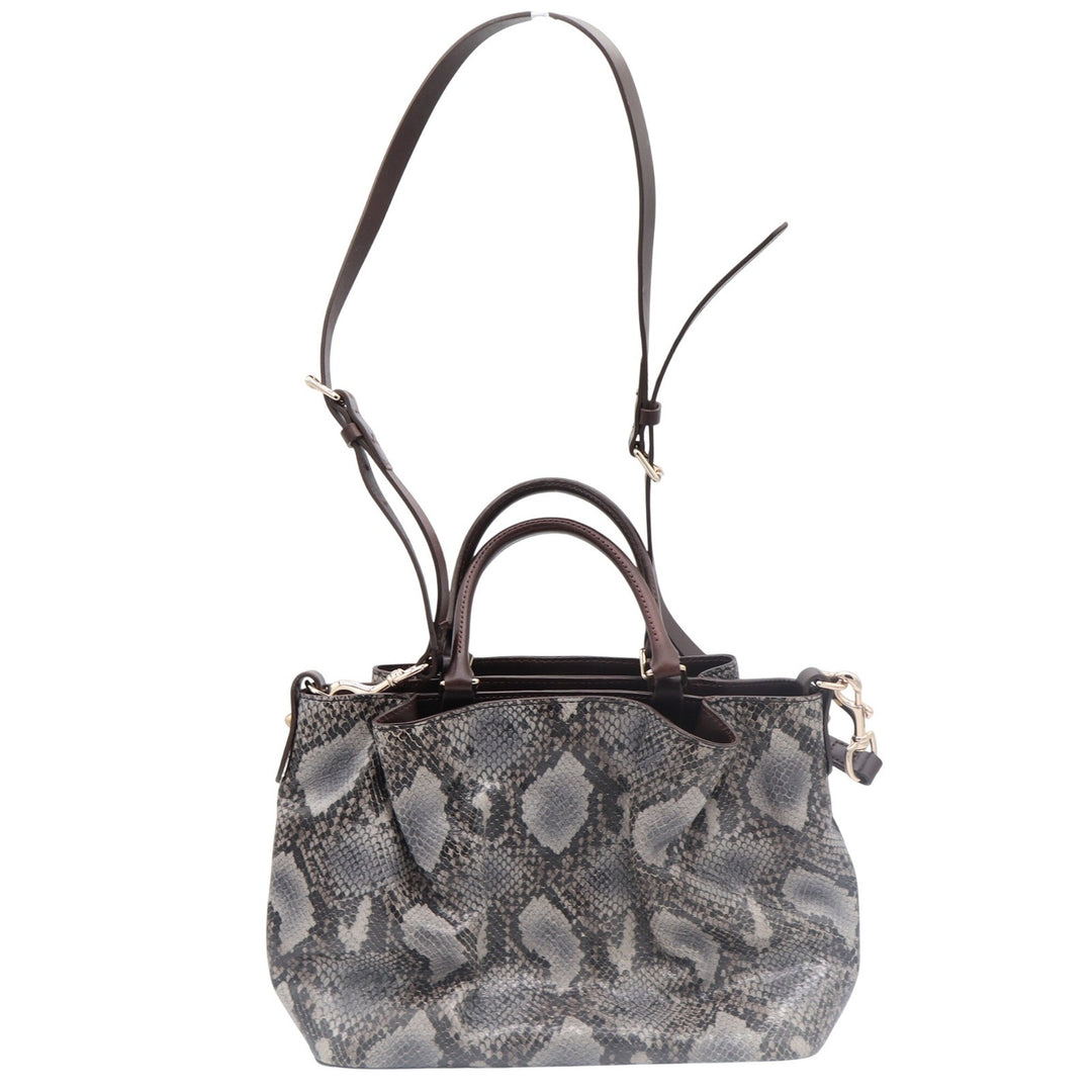 Dooney & Bourke Satchel Womens Large Snakeskin Embossed Gray Leather Excellent