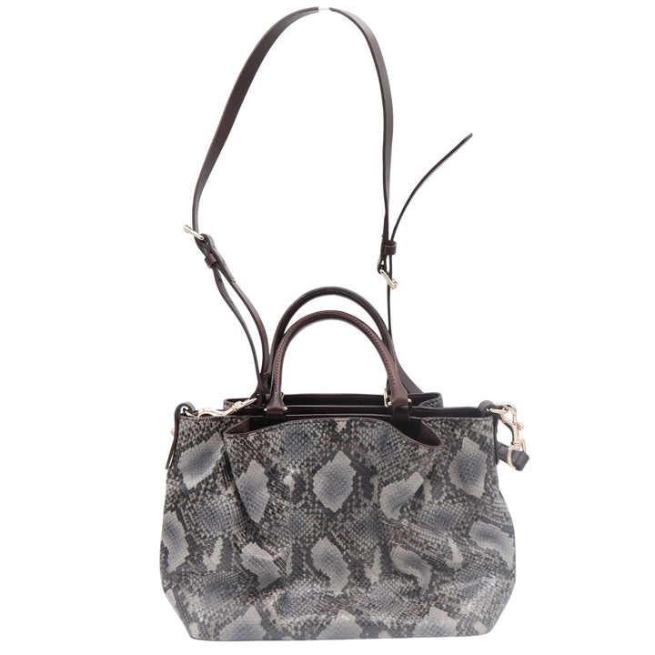 Dooney & Bourke Satchel Womens Large Snakeskin Embossed Gray Leather Excellent