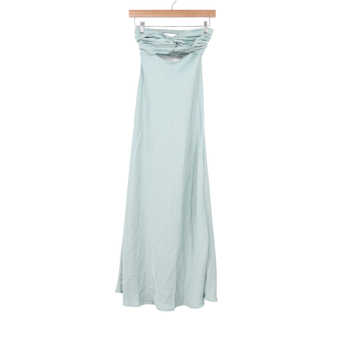 Realtix Light Blue Strapless Cutout Open Back Maxi Dress XS New