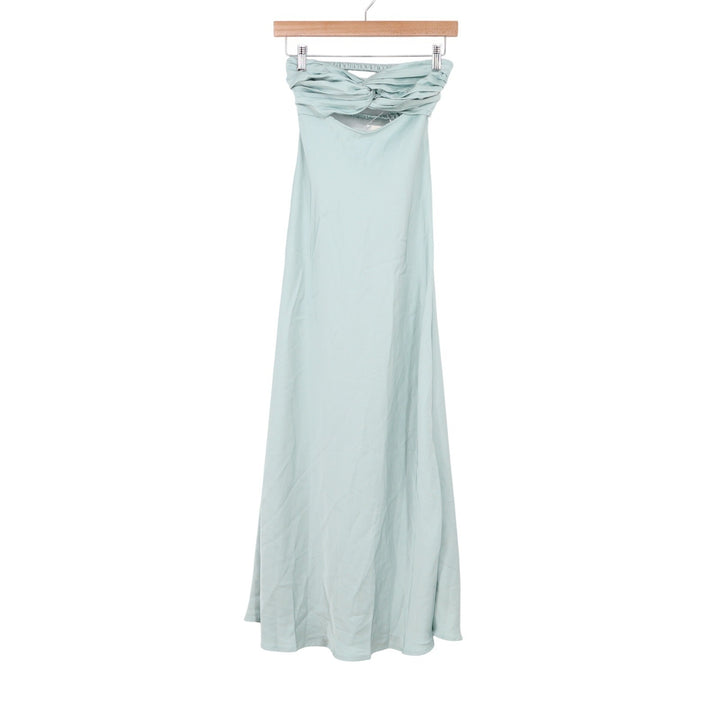 Realtix Light Blue Strapless Cutout Open Back Maxi Dress XS New