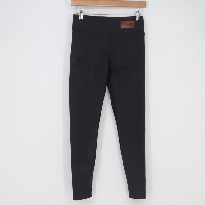 Fashion Womens Black High Waisted Logo Patch Leggings Size Medium M