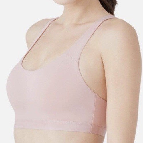 B.tempt'd B.active Sport Crop Bra Womens M Blush Stretch Wireless Full Coverage