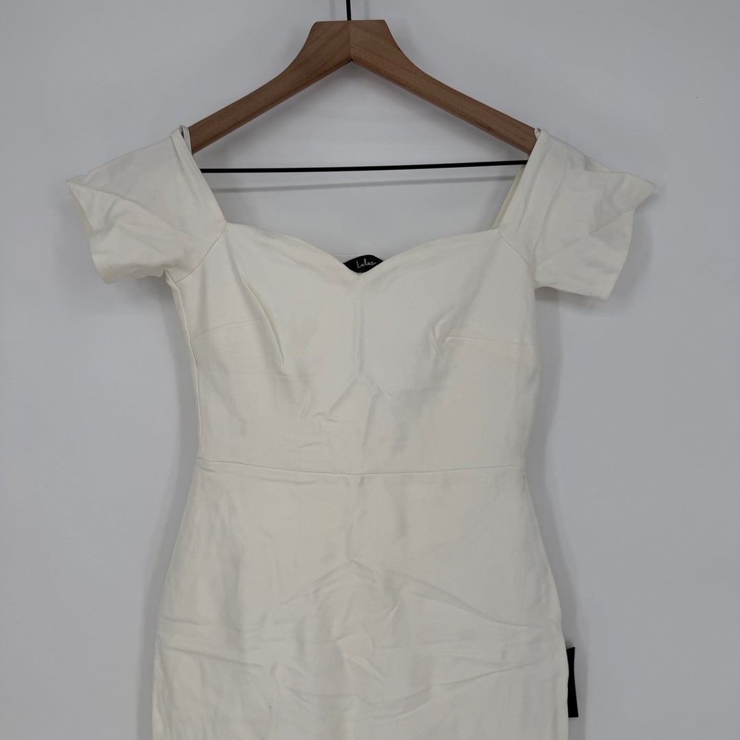 Lulus How Much I Care Ivory Off-The-Shoulder Midi Dress Size S