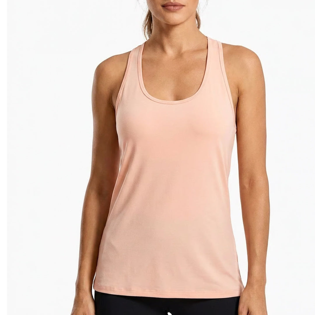 Athleta With Ease Sport Racerback Tank Womens M Coral Pink Stretch Gym Workout