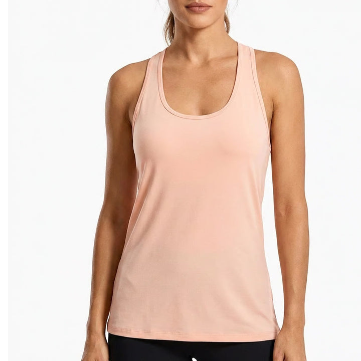 Athleta With Ease Sport Racerback Tank Womens M Coral Pink Stretch Gym Workout