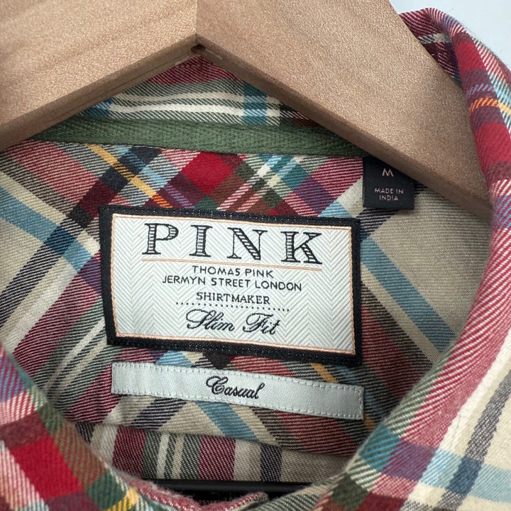 PINK Thomas Pink London Slim Fit Plaid Casual Button Down Shirt Mens Size M
