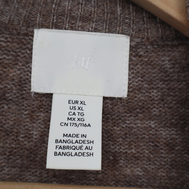 H&M Womens XL Brown Marl Longline Open Front Cardigan Wool Blend Sweater SSA 129