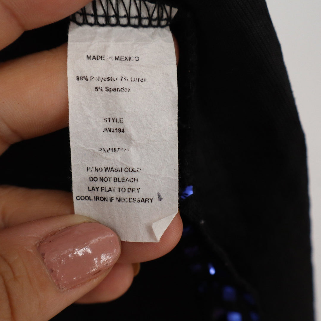 Paperoc Womens Blue Sequin Open Front Kimono Cardigan Jacket Size M