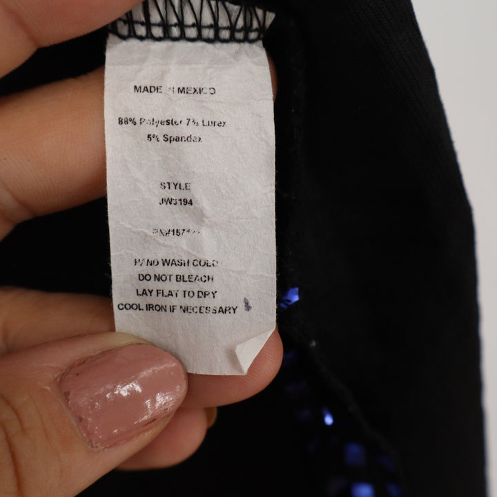Paperoc Womens Blue Sequin Open Front Kimono Cardigan Jacket Size M