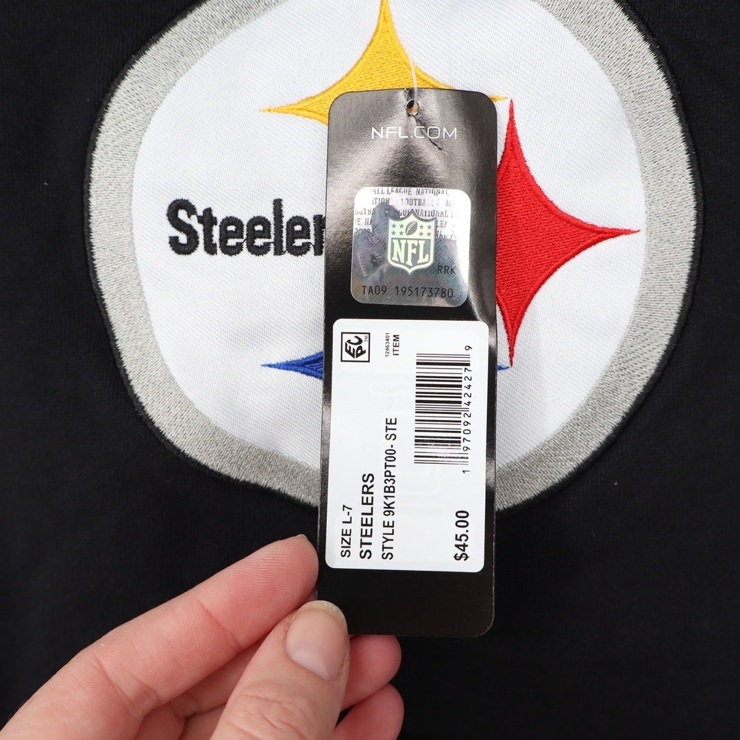 NFL Team Apparel Kids Pittsburgh Steelers Hoodie Black Yellow Size L 7