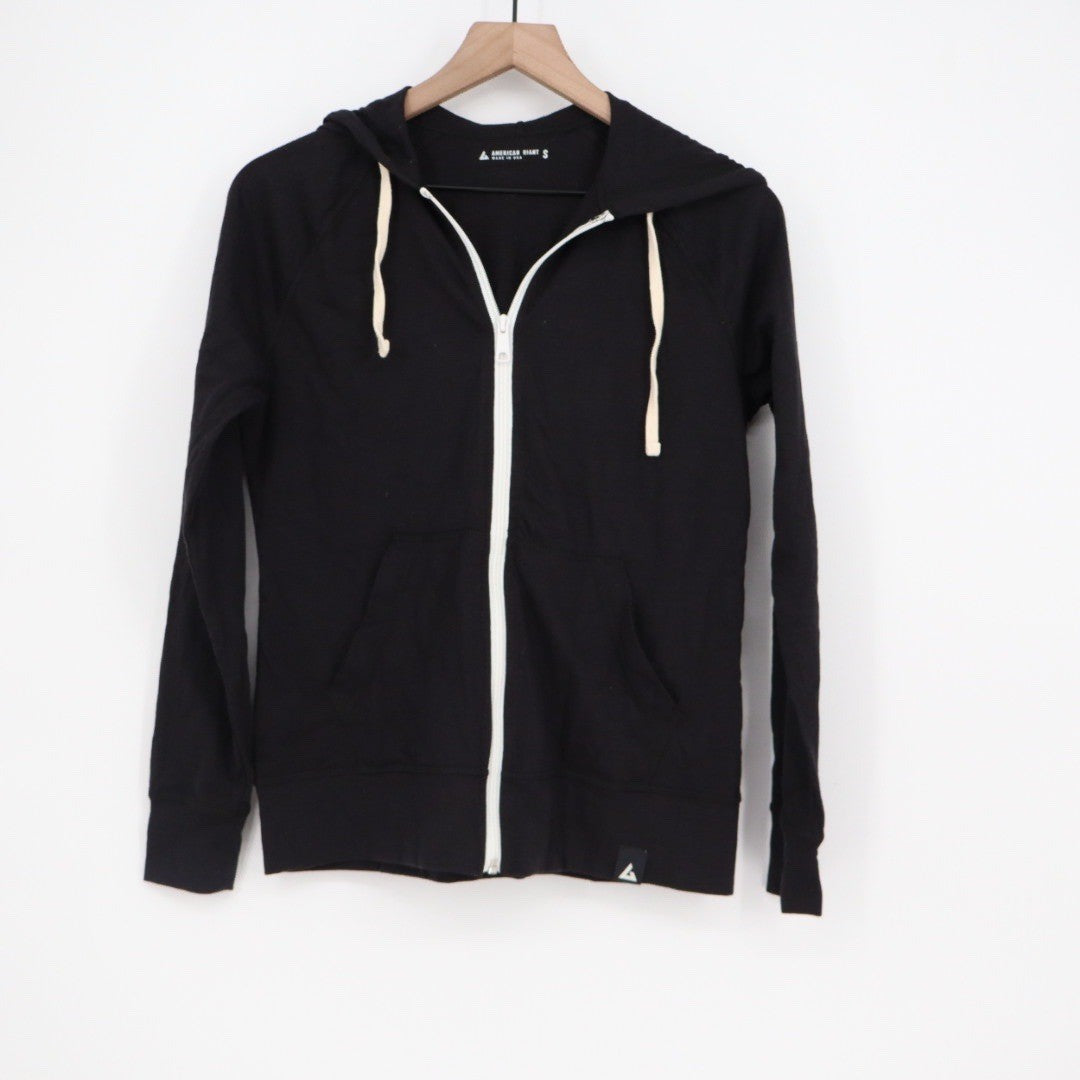 American Giant Black Full Zip Hoodie Sweatshirt Made in USA Size S