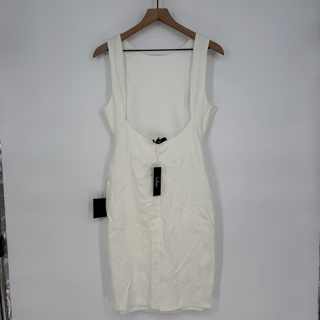 Lulus White Sleeveless Bodycon Dress Party Cocktail Evening Size L