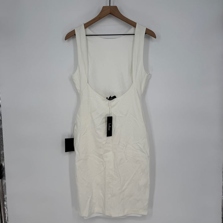 Lulus White Sleeveless Bodycon Dress Party Cocktail Evening Size L