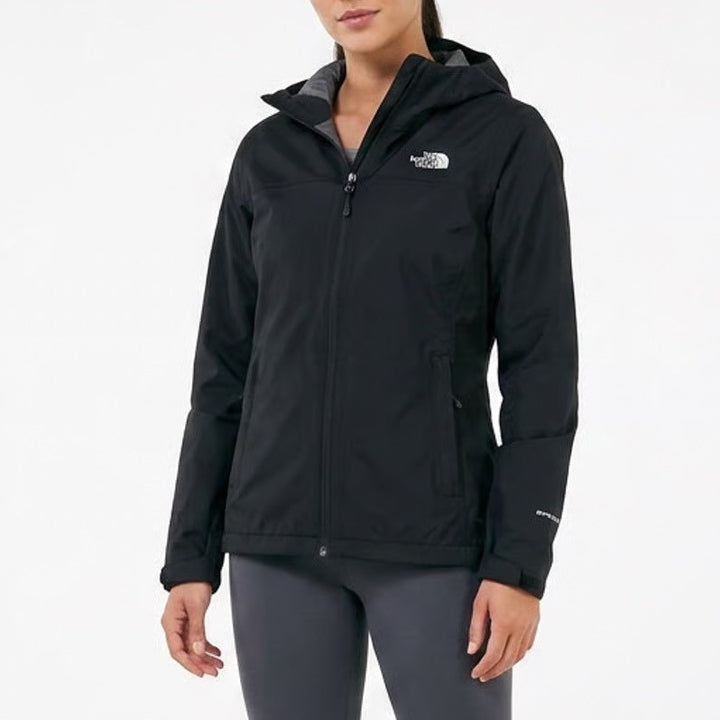 The North Face Jacket Womens Large Black Hooded Windbreaker Outdoor Full Zip
